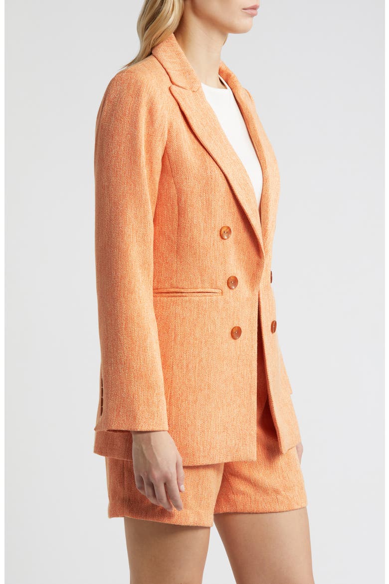 Tweed Double Breasted Boyfriend Jacket, Alternate, color, SALMON