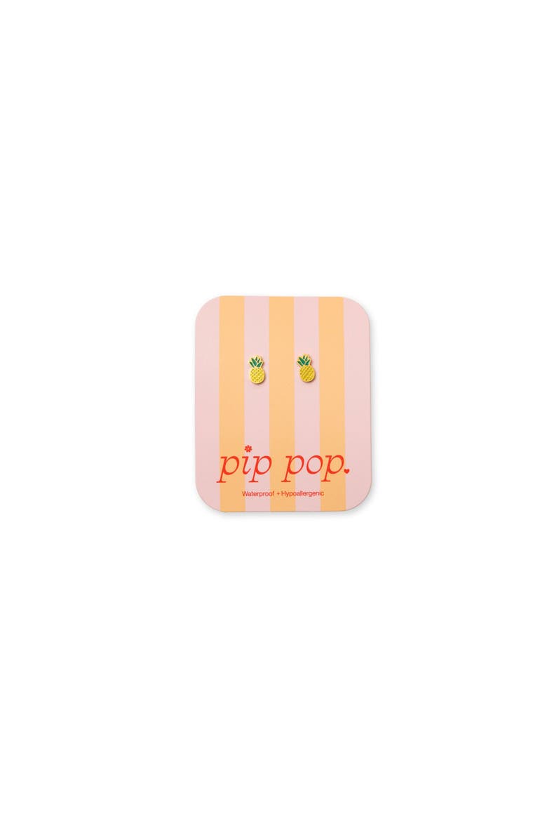 Pineapple Stud Earrings, Alternate, color, Yellow