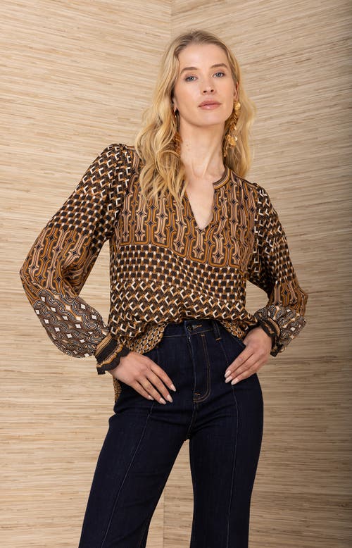 Hale Bob Addilynn Silk Top In Brown