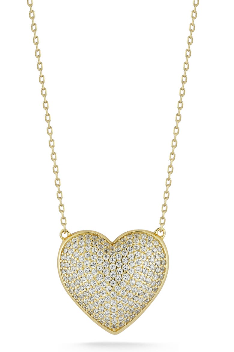CZ Pavé Heart Pendant Necklace, Main, color, GOLD