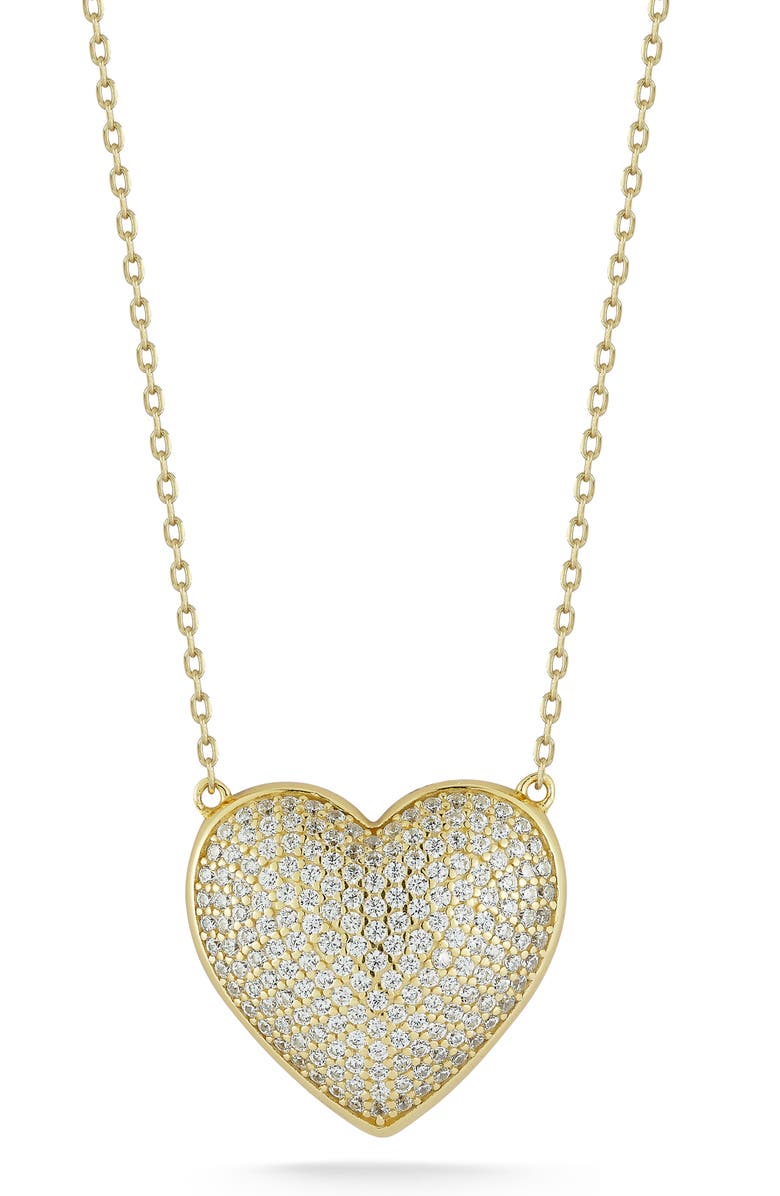 GLAZE JEWELRY CZ Pavé Heart Pendant Necklace, Main, color, Gold