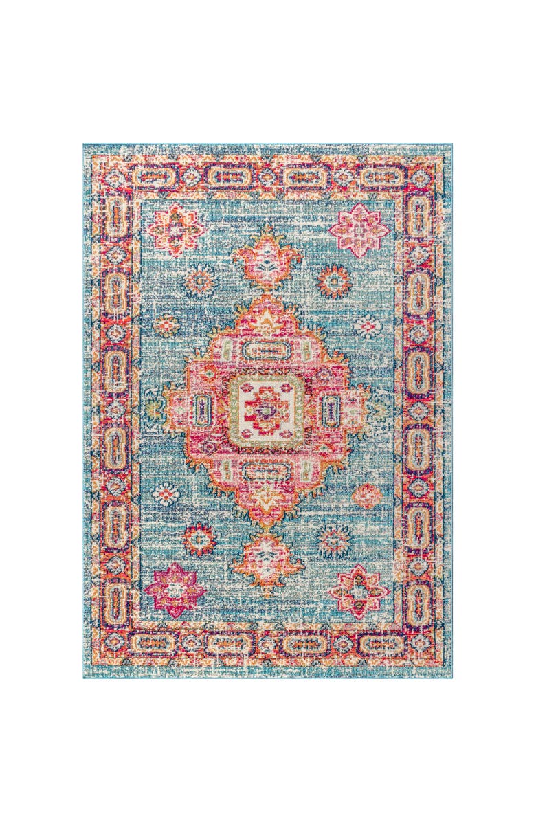 JONATHAN Y Bohemian FLAIR Boho Vintage Medallion Area Rug, Main, color, Blue/Red