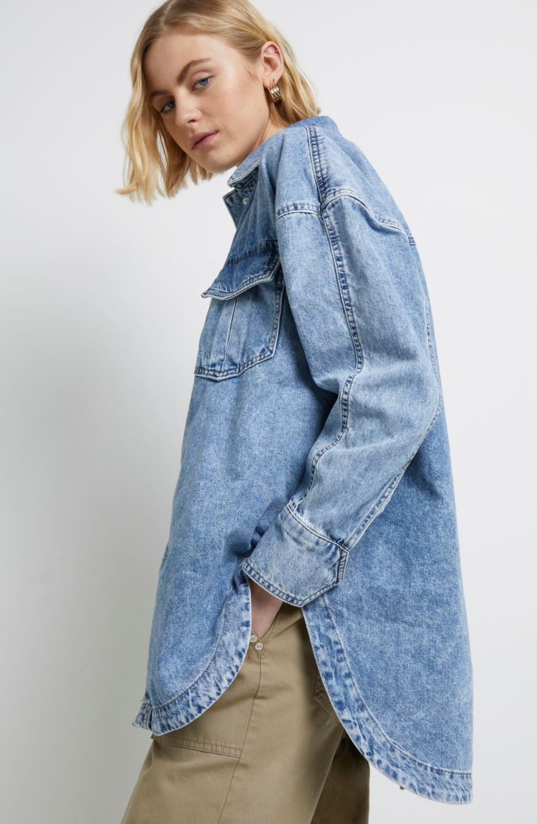 River Island Boyfriend Oversize Denim Shirt Jacket, Alternate, color, 