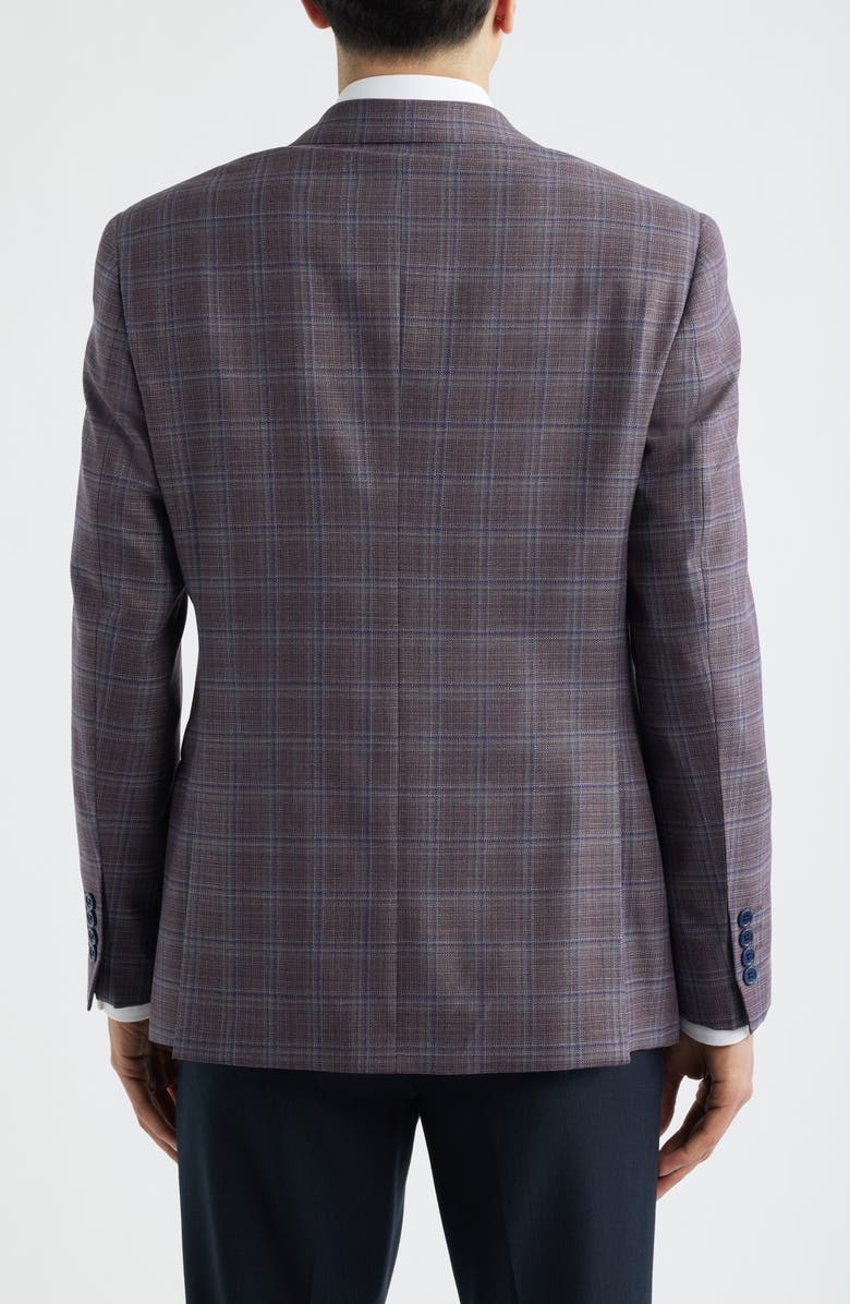 Emporio Armani Plaid Virgin Wool Sport Coat, Alternate, color, Plum