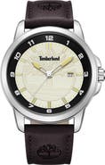 Timberland Classic Leather Strap Watch, 44mm
