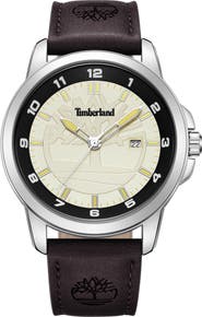 Timberland Classic Leather Strap Watch, 44mm