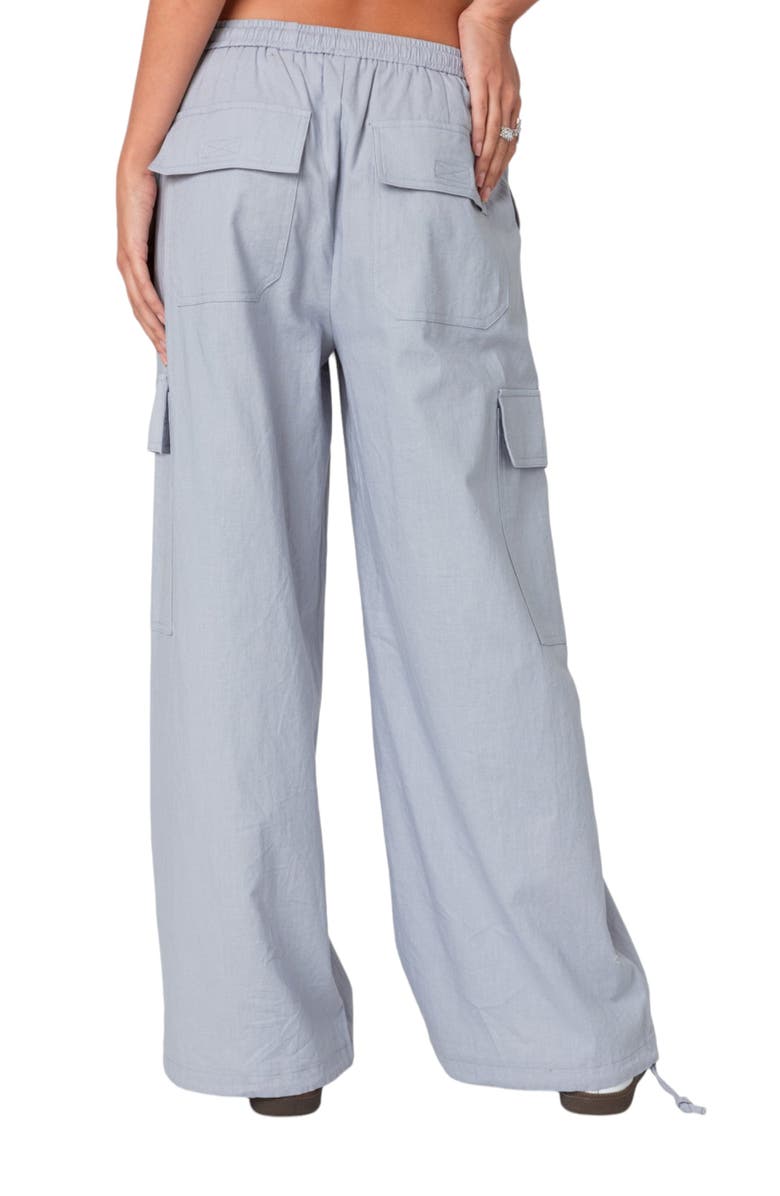 EDIKTED Phoenix Linen Blend Cargo Pants, Alternate, color, Gray