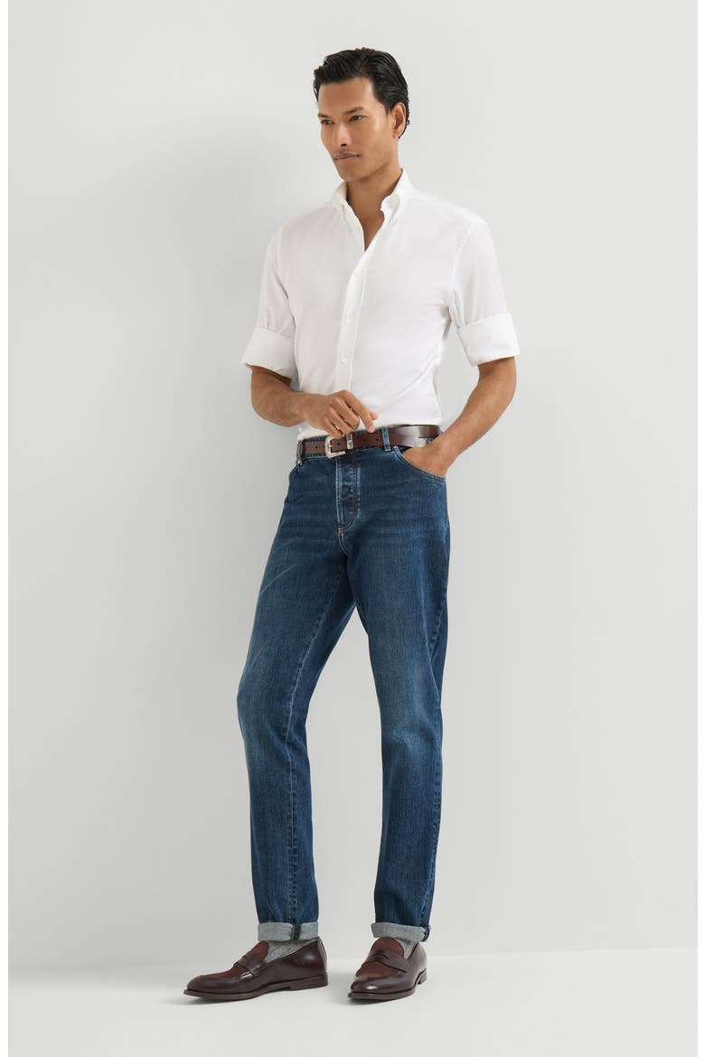 Comfort denim five-pocket trousers, Alternate, color, Dark Denim