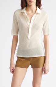 Paloma Wool Sile Cotton Blend Tulle Polo Top