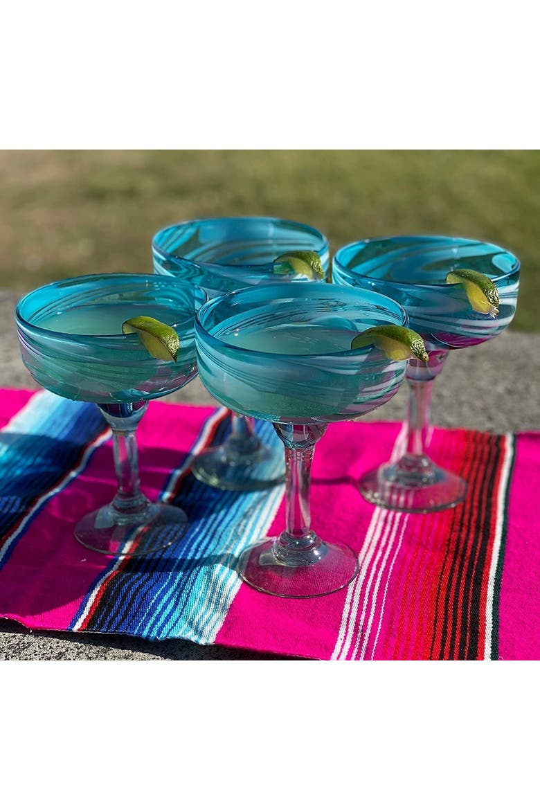 Swirl Design Margarita Glasses - Set of 4, Alternate, color, Aqua