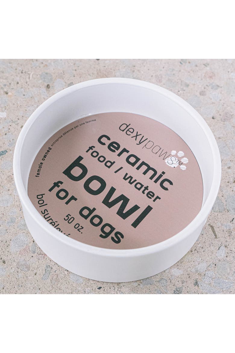 Ceramic Dog Bowl White 50oz Pet Feeding Dish, Alternate, color, White
