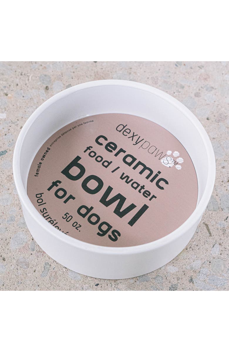 Dexypaws Ceramic Dog Bowl White 50oz Pet Feeding Dish, Alternate, color, White