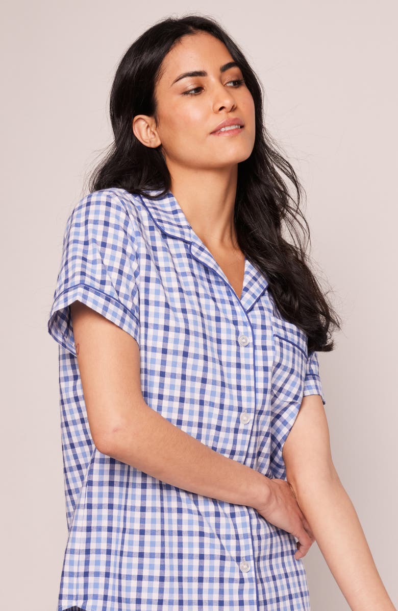 Petite Plume Gingham Brushed Cotton Twill Short Pajamas, Alternate, color, 