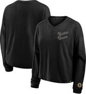 FANATICS Women's Fanatics Black Boston Bruins Oversized All Out Effort Long Sleeve Henley T-Shirt
