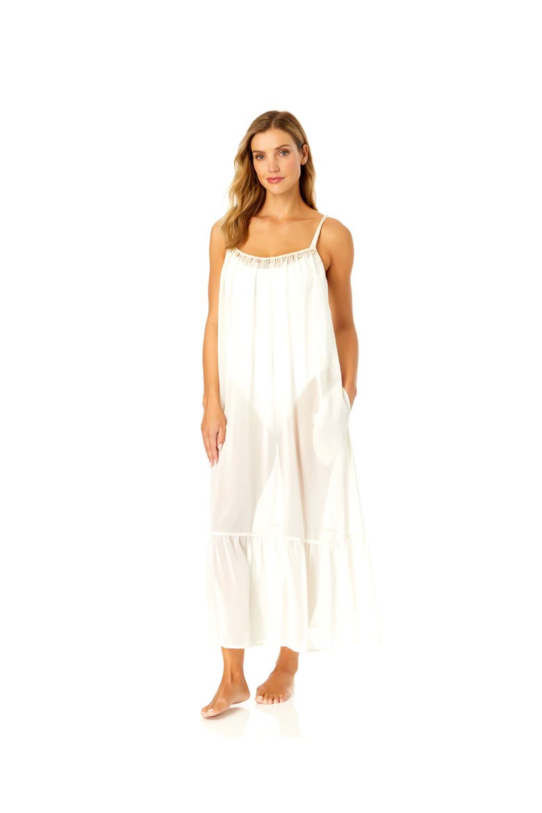 Women's Adjustable Maxi Dress with Seashell Trim Cover Up, Main, color, Gardenia
