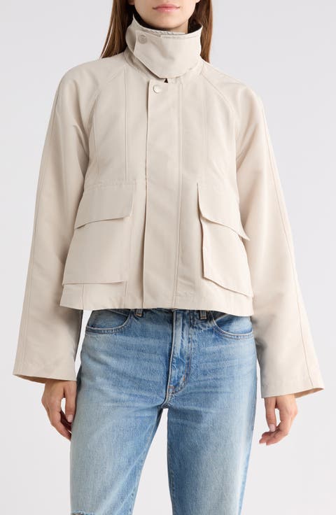 Faux Leather Collar Oilcloth Jacket