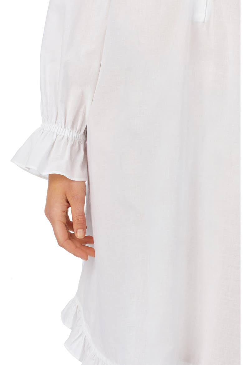 Ruffle Cotton Nightgown, Alternate, color, WHITE