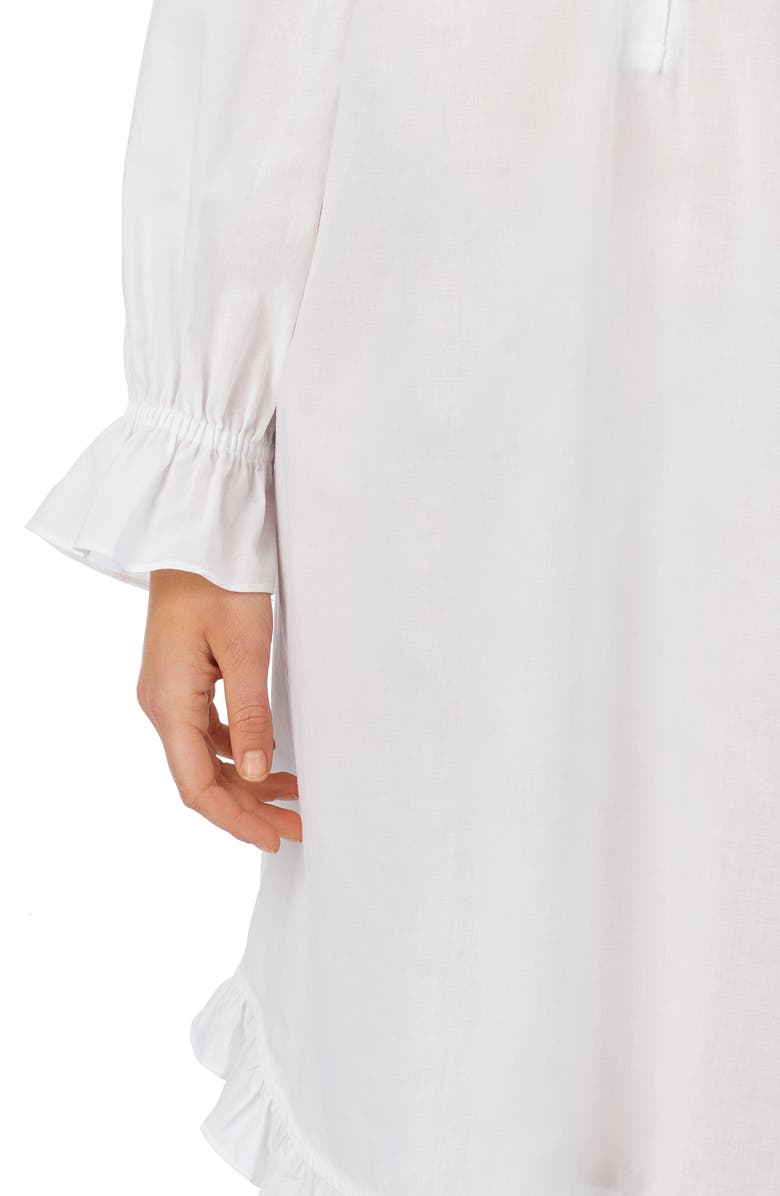 Eileen West Ruffle Cotton Nightgown, Alternate, color, White
