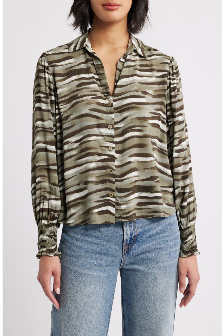Zebra Print Shirt, Main, color, BRUSHED ZEBRA PRINT