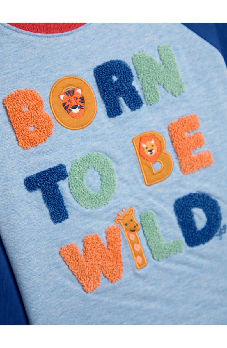 JOJO MAMAN BEBE Kids' Born to be Wild Appliqué Long Sleeve Cotton T-Shirt, Alternate, color, Blue