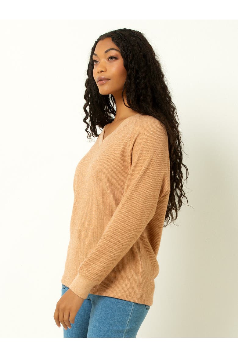 Classic Ribbed V-Neck Sweater, Alternate, color, Macaroon
