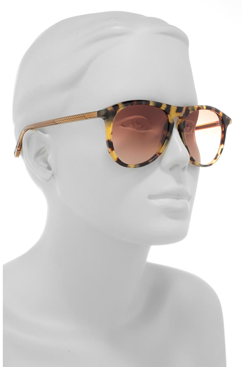 56mm Aviator Sunglasses, Alternate, color, HAVANA BROWN ORANGE