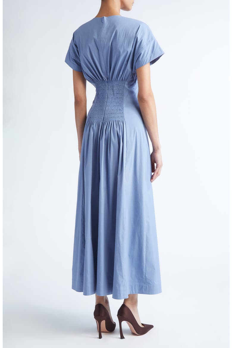 Smocked Back Cotton Poplin Dress, Alternate, color, CORNFLOWER