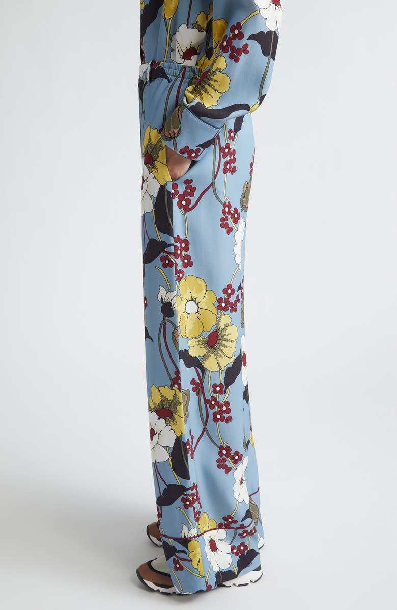 Marni Melodia Floral Satin Pajama Pants, Alternate, color, Mfb31sky
