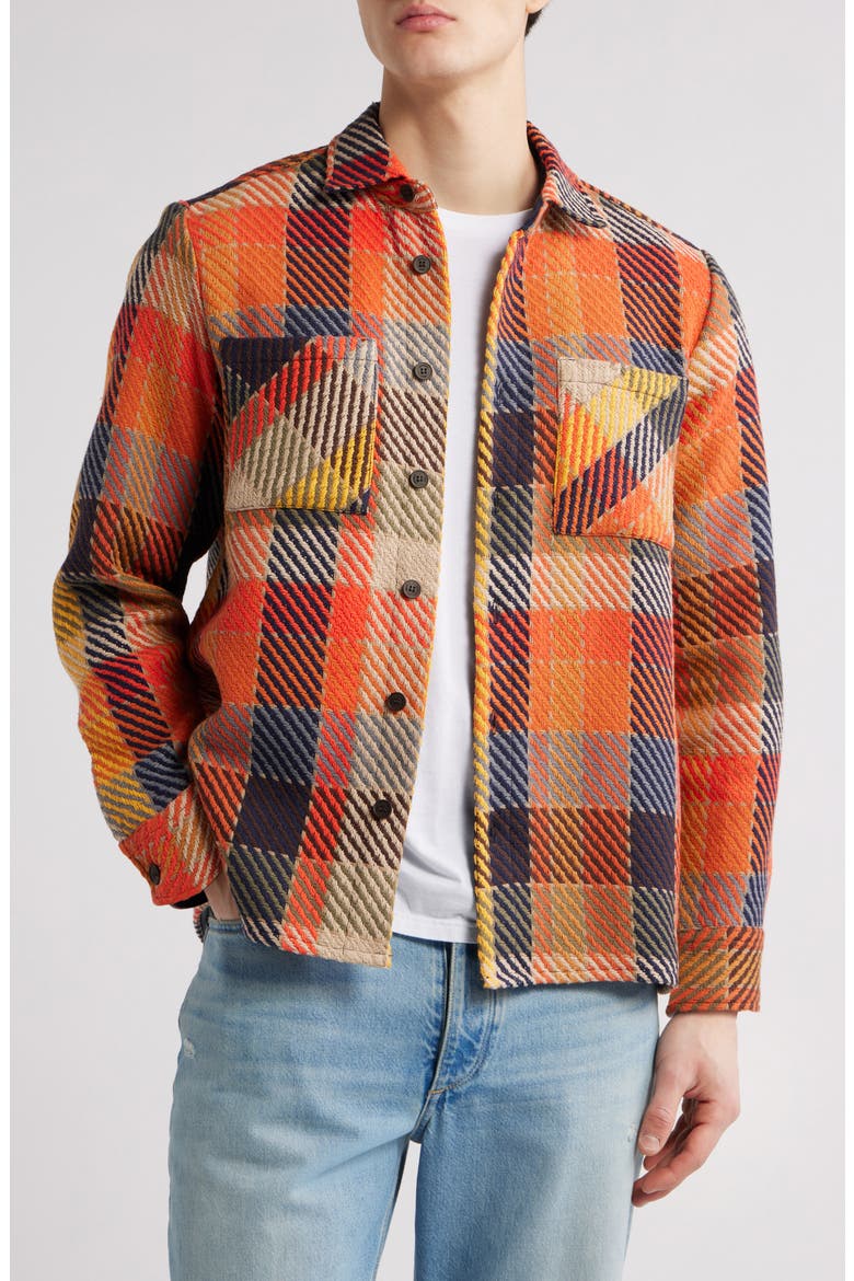 Whiting Plaid Cotton Blend Overshirt, Main, color, ORANGE MULTI