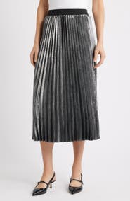 Caslon® Pleated Metallic Midi Skirt