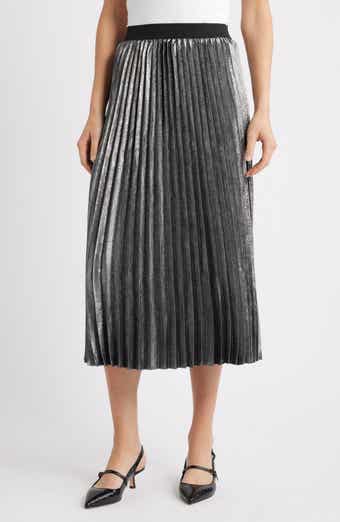 Caslon® Pleated Metallic Midi Skirt