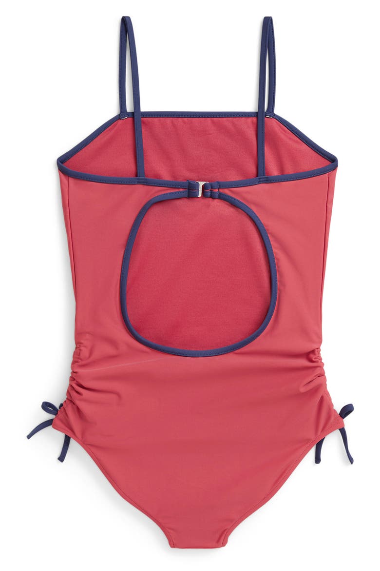 Kids' Bear Embroidered One-Piece Swimsuit, Alternate, color, NANTUCKET RED MULTI