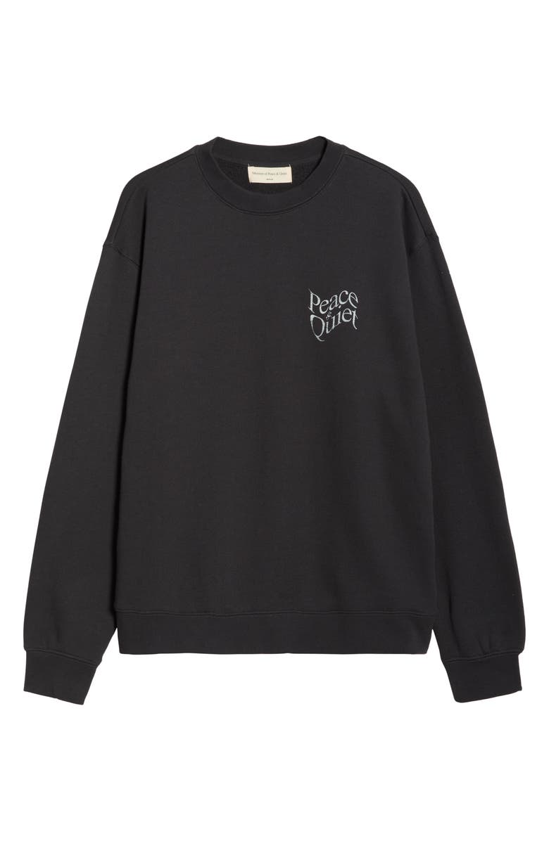 Museum of Peace & Quiet Warped Logo Cotton Crewneck Sweatshirt, Alternate, color, Black