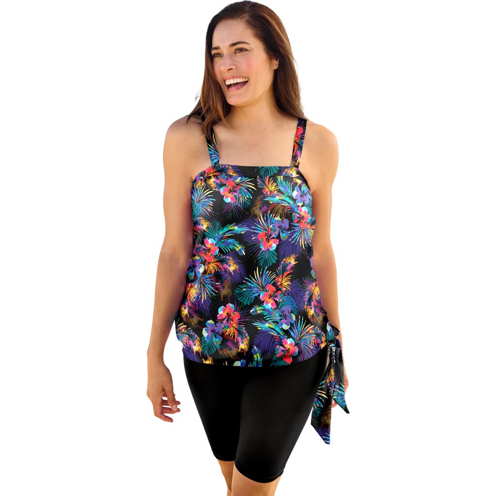 Swim 365 Blouson Tankini Top with Adjustable Straps in Psychedelic Hibiscus  product
