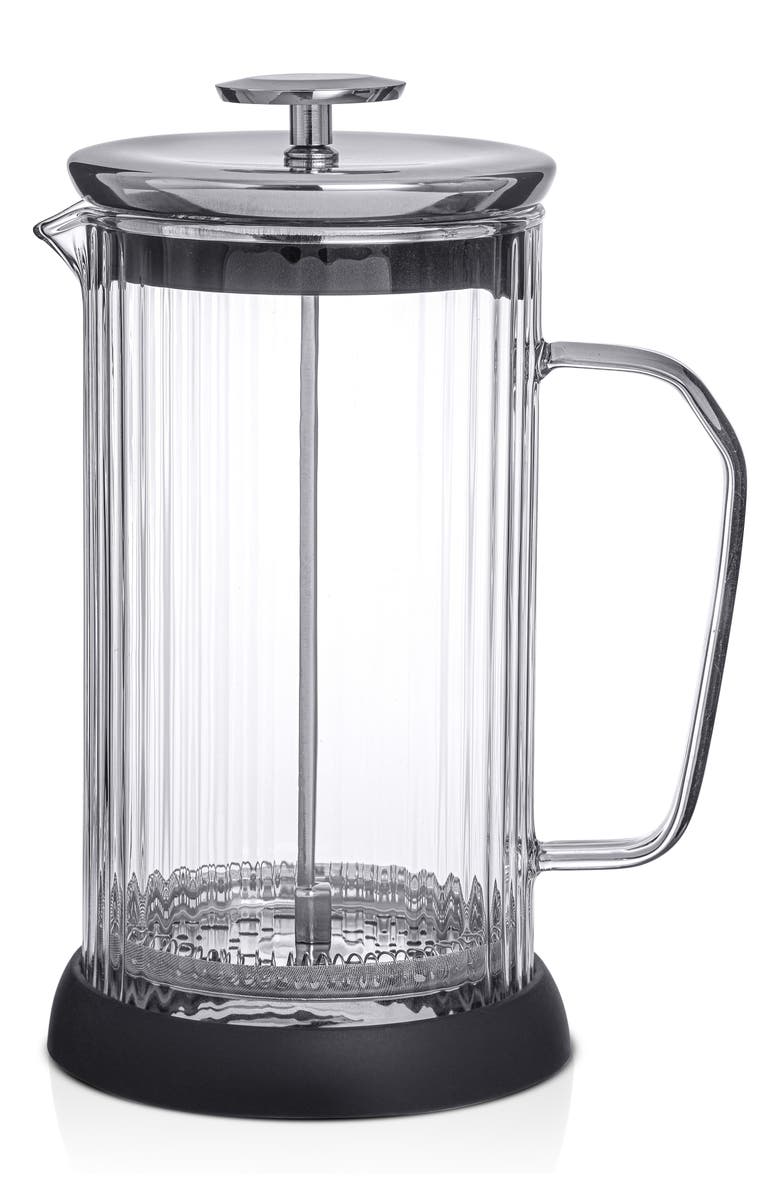JoyJolt Fluted Glass French Press, Main, color, Clear