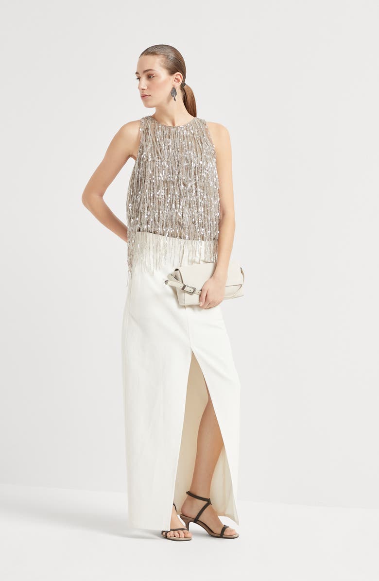 Brunello Cucinelli Glistening Embroidery top, Alternate, color, 