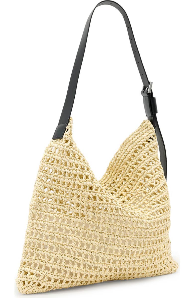 AllSaints Asha Straw Shoulder Bag, Alternate, color, Unbleached White