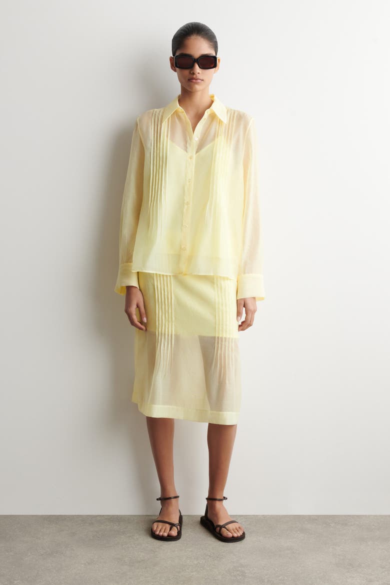 Sheer Pintucked Shirt, Alternate, color, YELLOW