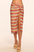Ramy Brook Metallic Stripe Tie Waist Cover-Up Skirt