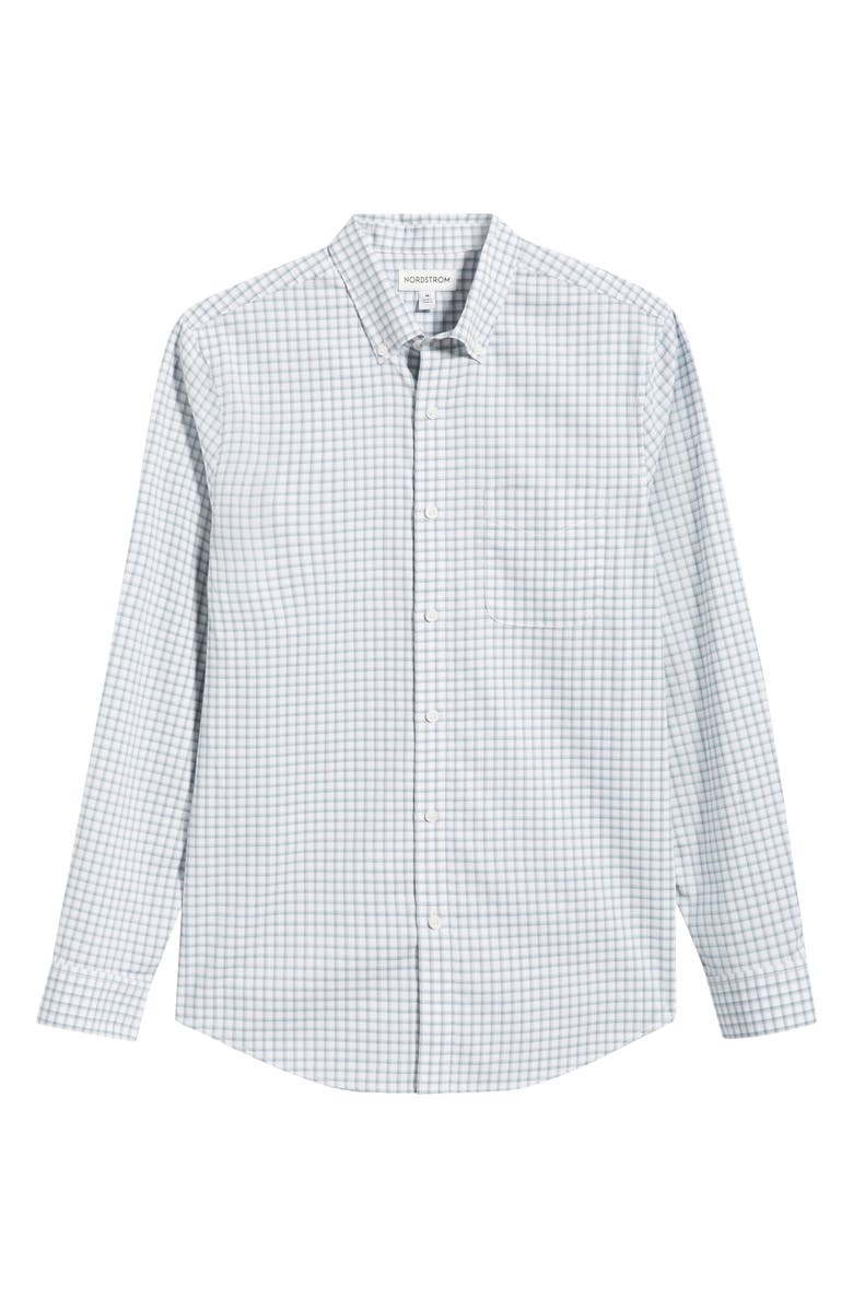 Nordstrom Grid Check Button-Down Oxford Shirt, Main, color, White Payne Grid