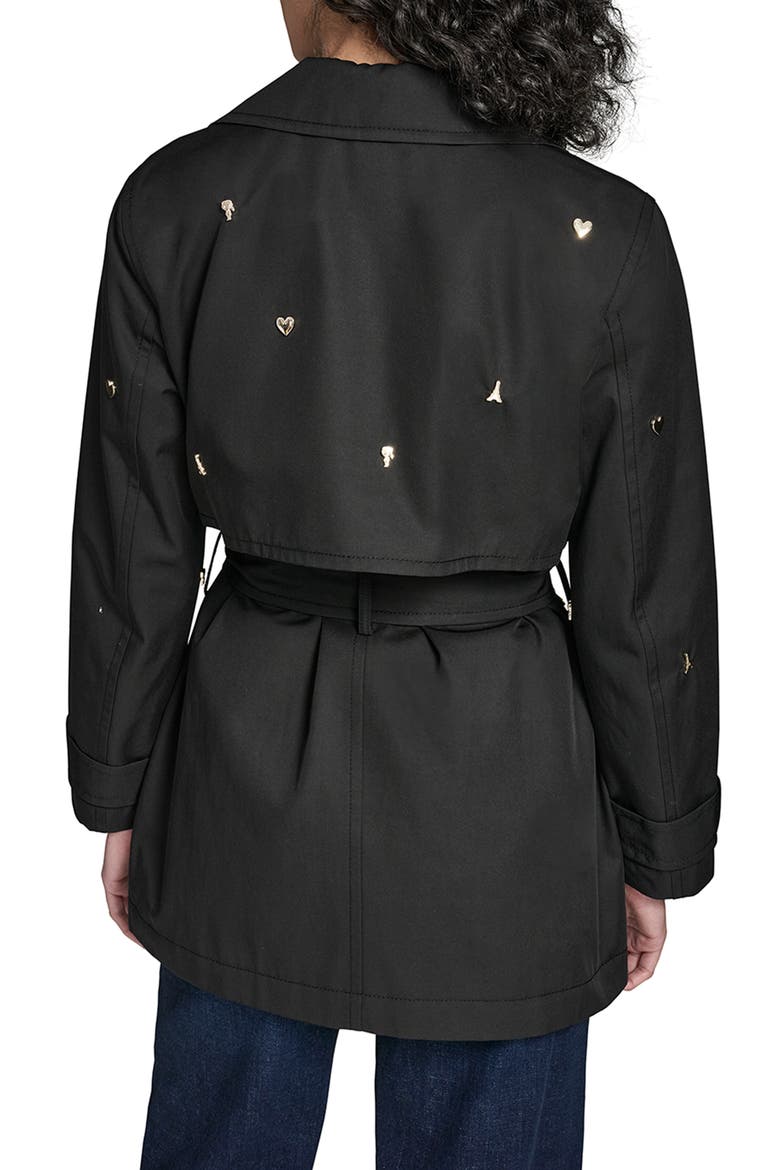 Embellished Trench Coat, Alternate, color, BLACK