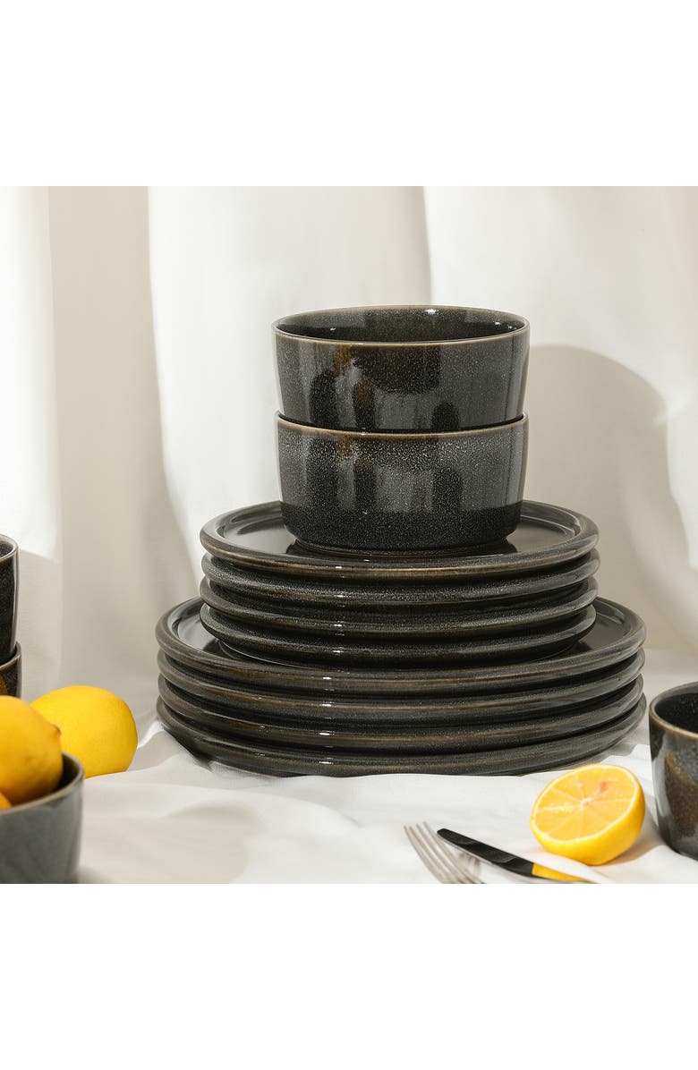 Stone Lain Eden Stoneware 24-Piece Dinnerware Set, Alternate, color, Charcoal Grey