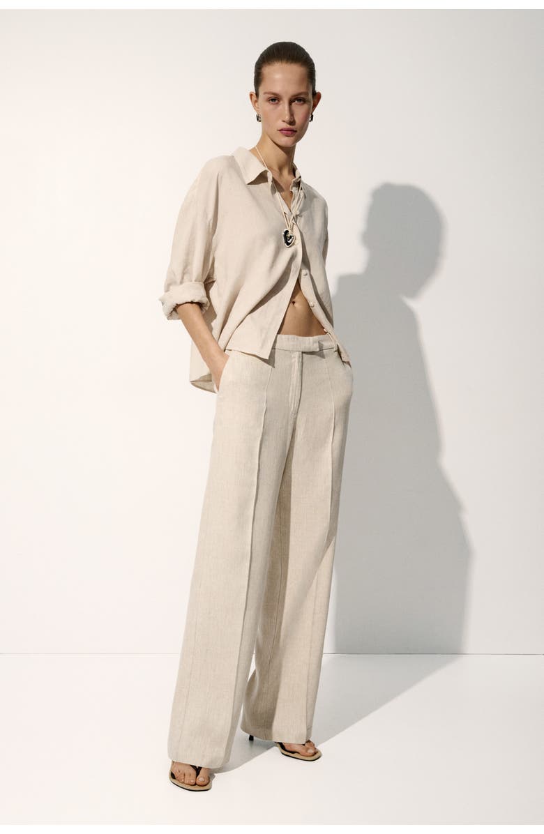 H&M Linen-blend Tailored Trousers, Alternate, color, 