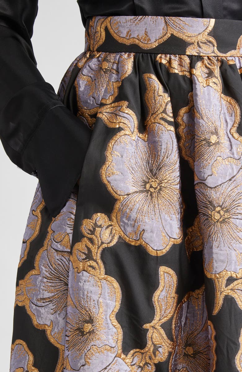 ST. JOHN Bethany Poppy Floral Jacquard Maxi Skirt, Alternate, color, Black/ Hydrangea Multi