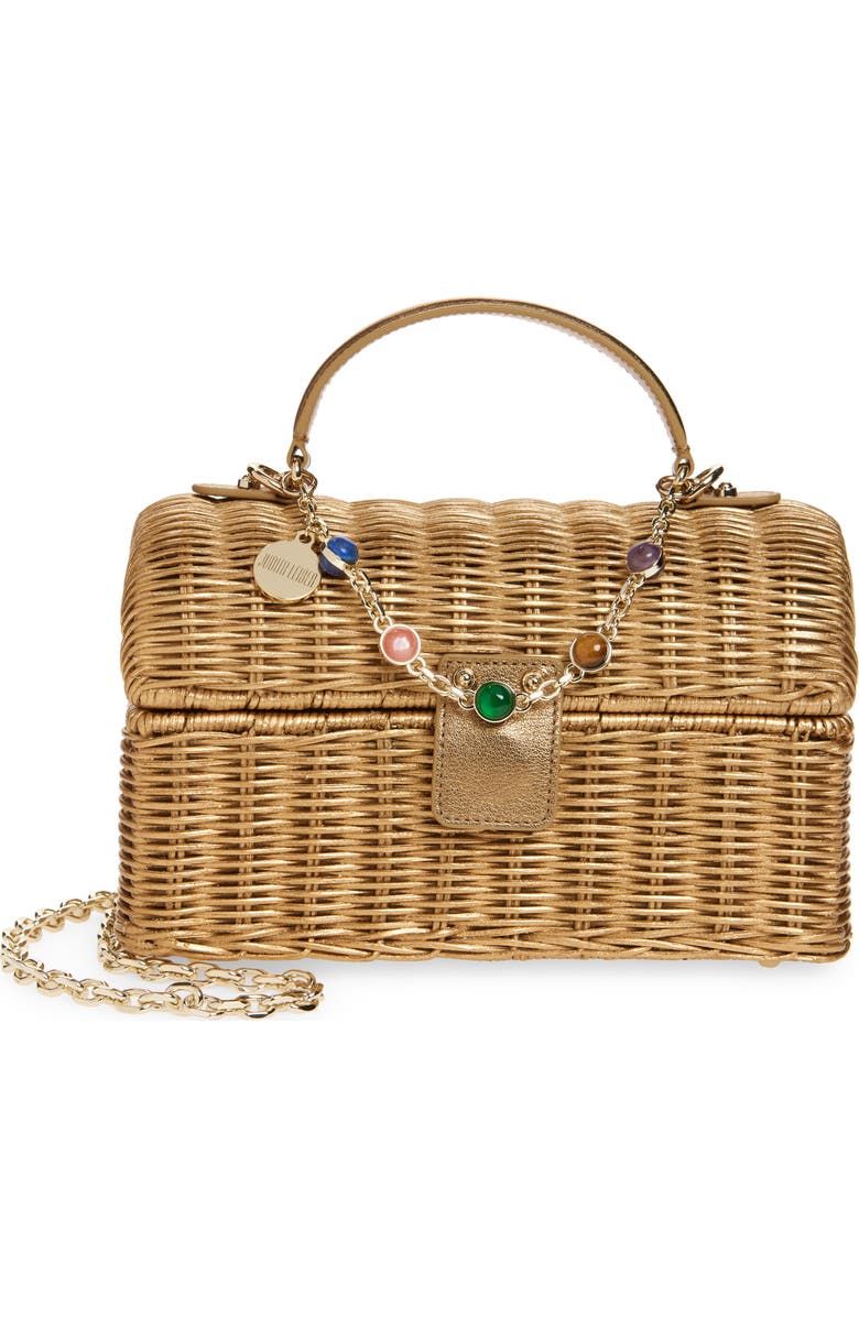 JUDITH LEIBER COUTURE Isla Wicker Top Handle Bag, Main, color,
