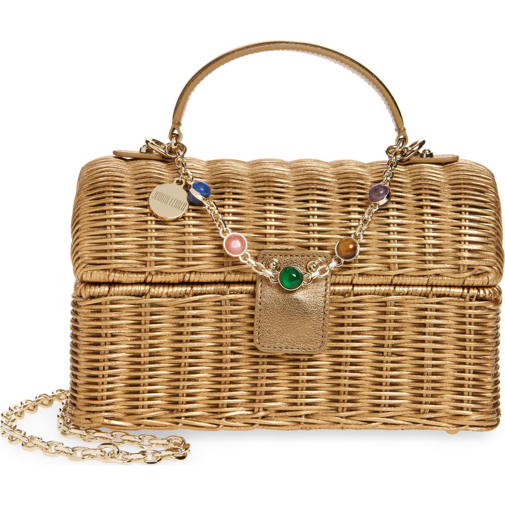 Judith Leiber Couture Isla Wicker Top Handle Bag In Champagne/champagne