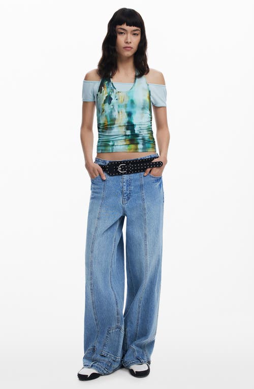 Desigual Halter Neck Top In Blue