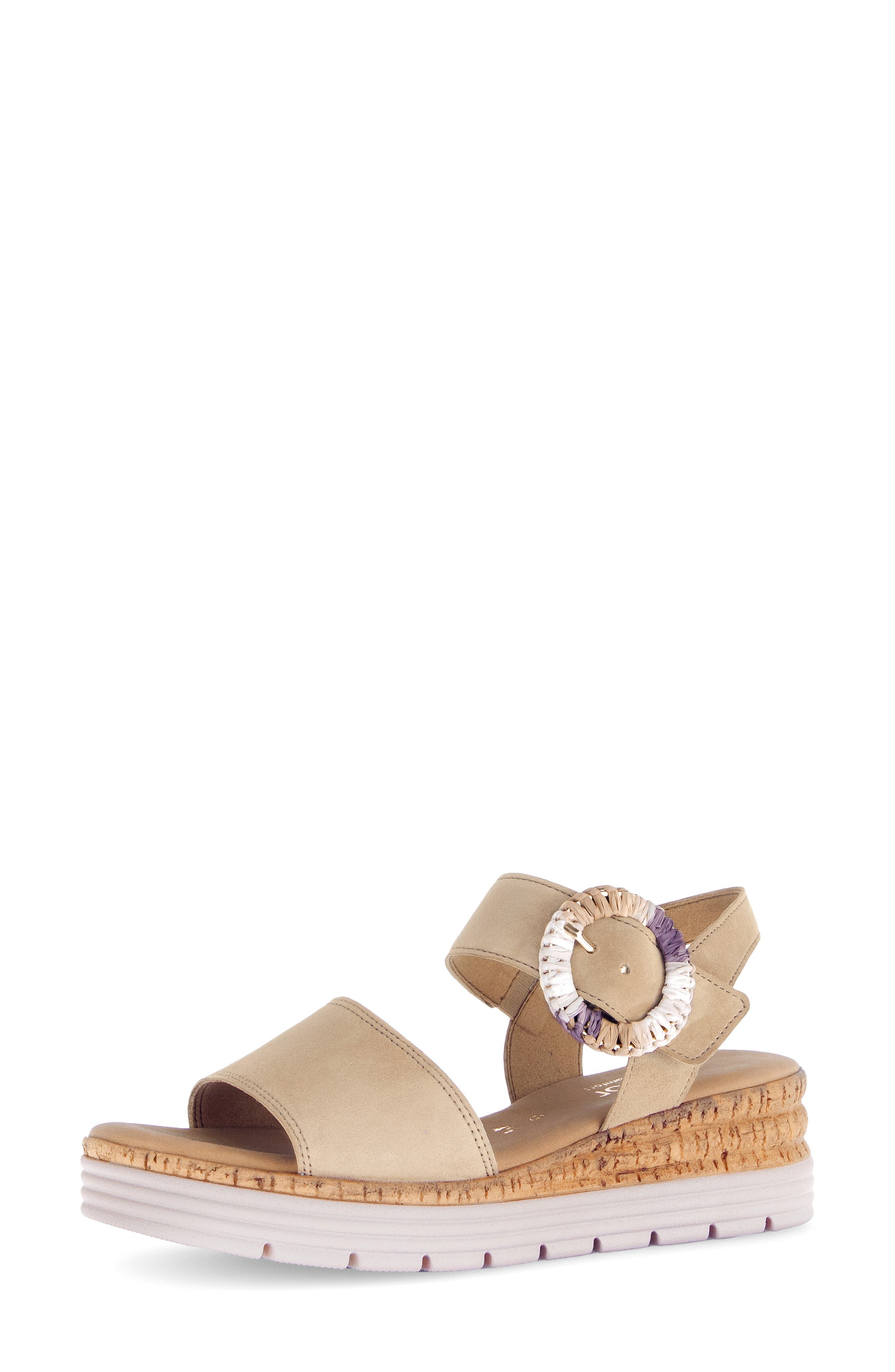 Gabor Ankle Strap Wedge Sandal, Main, color, Sand