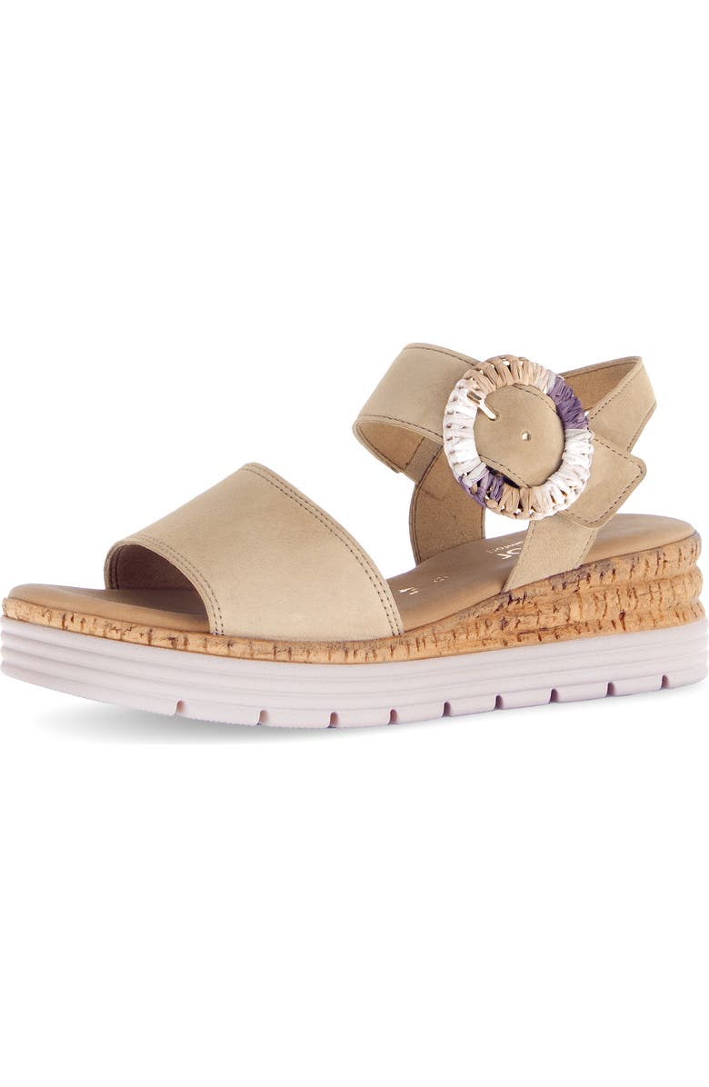 Gabor Ankle Strap Wedge Sandal, Main, color, Sand