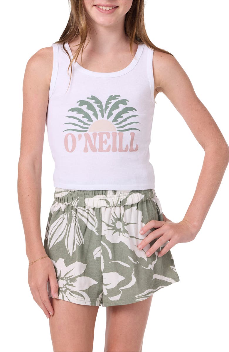 O'Neill Kids' Gabi Floral Smocked Waist Shorts, Alternate, color, Sea Spray